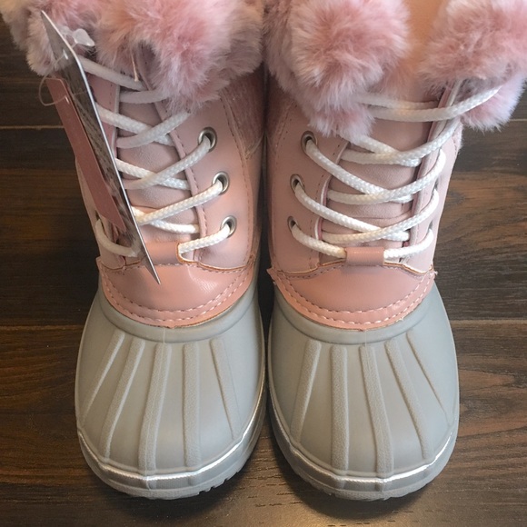 NWT! LONDON FOG Cold Weather Commander Boots PINK/GREY Toddler Size 10 Rain/Snow - Picture 4 of 12